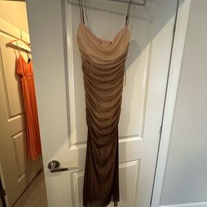 Zara Strapless Ombre Brown Dress